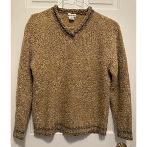 Vintage Kamali Sweater Tan Brown Textured Boucle - Women’s Size L 80s 90s Cozy
